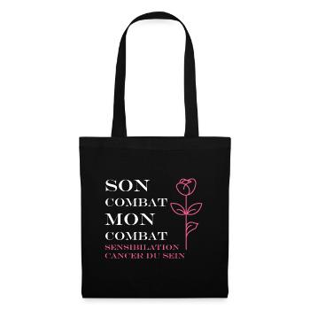 Sensibilisation cancer du sein - Sac en tissu - noir - Devant