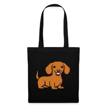 teckel - Sac en tissu - noir - Devant