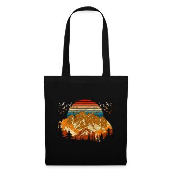 Forest Mountains Gift Retro Sunset Nature - Tote Bag - black - Front