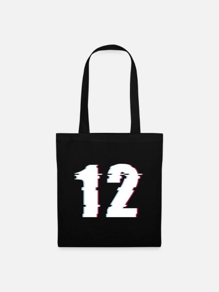 12 Twelve Twelve Number Effect Distorted Number - Tote Bag - black