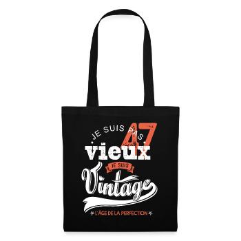 anniversaire 47 ans Je suis vintage cadeau humour - Sac en tissu - noir - Devant