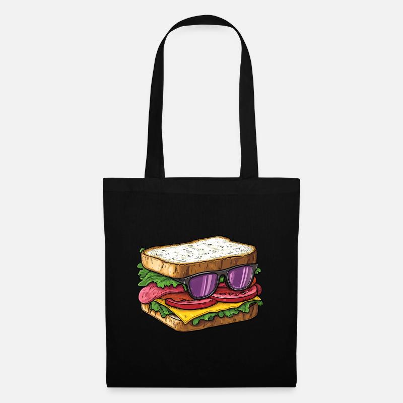 Cooles Sandwich mit Sonnenbrille - Stoffbeutel - Schwarz