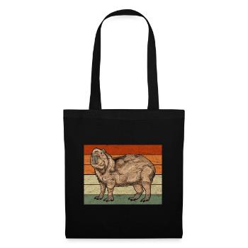 Retro Capybara - Stoffbeutel - Schwarz - Vorne