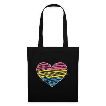 Pan Flag Heart LGBT Pansexual - Tote Bag - black - Front