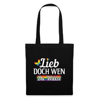 Lieb doch wen du willst LGBT Gay Pride LGBTQ CSD - Stoffbeutel - Schwarz - Vorne
