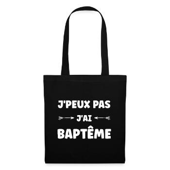j'peux pas j'ai Baptême - Sac en tissu - noir - Devant