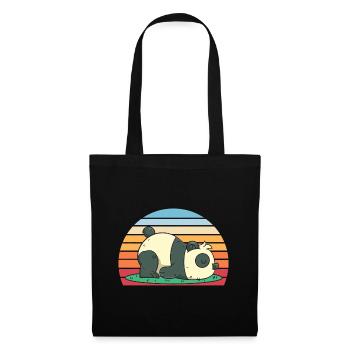 Schlafender Pandabär Geschenk Panda - Stoffbeutel - Schwarz - Vorne