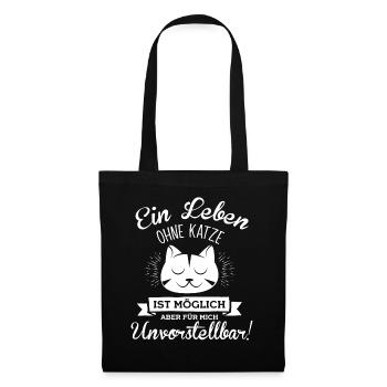 Katze Leben ohne Katze - Stoffbeutel - Schwarz - Vorne