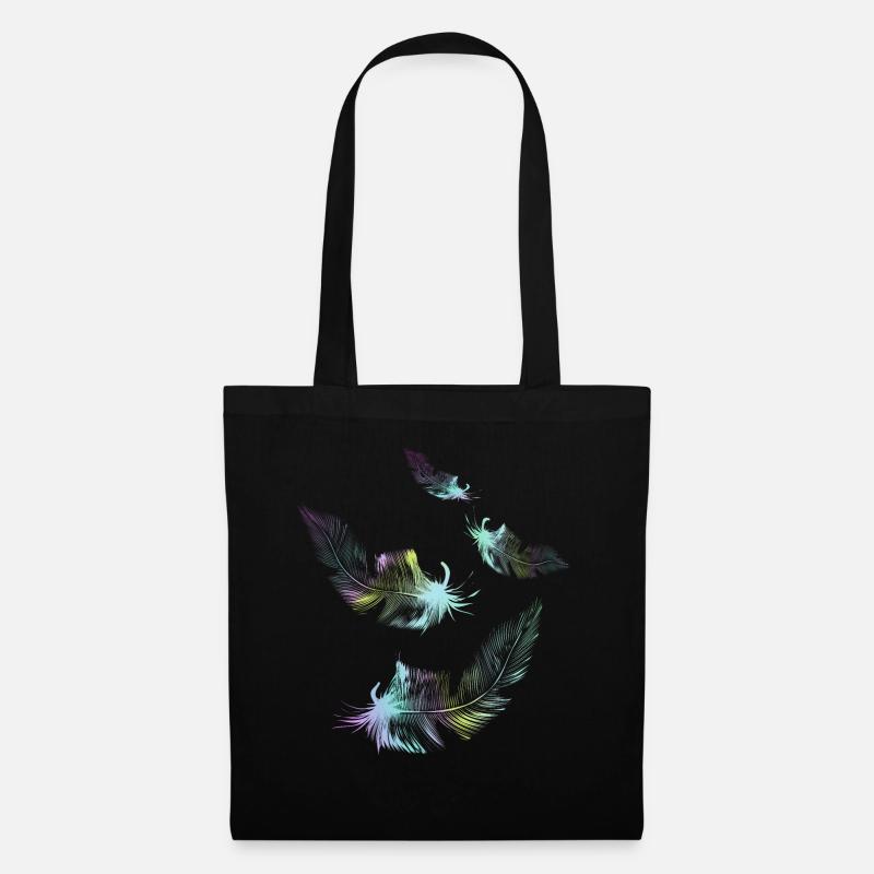 rainbow feathers - Tote Bag - black