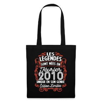 Vintage Flourish Cadeau Anniversaire Février 2010 - Sac en tissu - noir - Devant