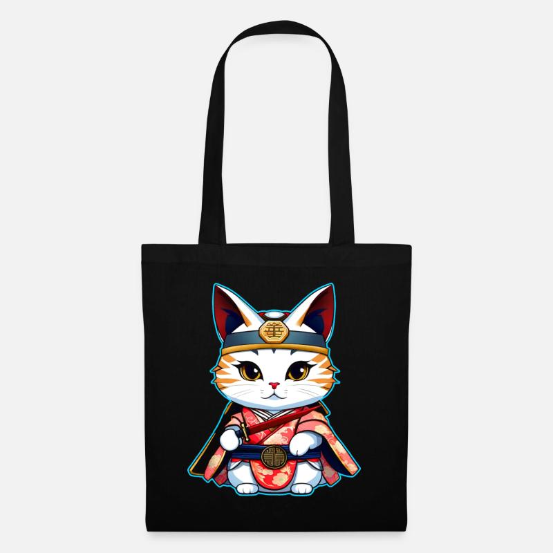 Mignon chat samouraï - Sac en tissu - noir
