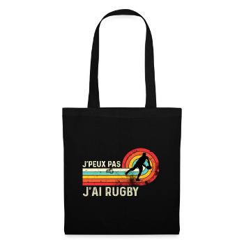 j'peux pas j'ai rugby cadeau anniversaire humour - Sac en tissu - noir - Devant