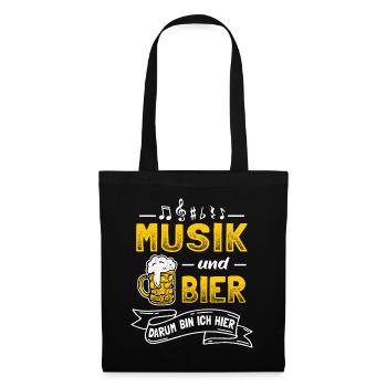 Musik und Bier Musiker Notenschlüssel Blasmusik - Stoffbeutel - Schwarz - Vorne