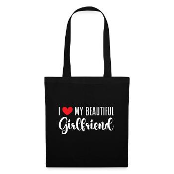 Paare Liebe Herz Freund Geschenkidee Beziehung - Stoffbeutel - Schwarz - Vorne