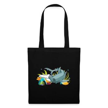 Requin corail Océan Animal Cadeau Requin Marteau - Sac en tissu - noir - Devant