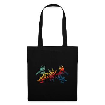 Native American Kokopelli Duo With Sun 2 - Stoffbeutel - Schwarz - Vorne