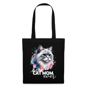 Beste Katzenmama Katzenspruch - Stoffbeutel - Schwarz - Vorne