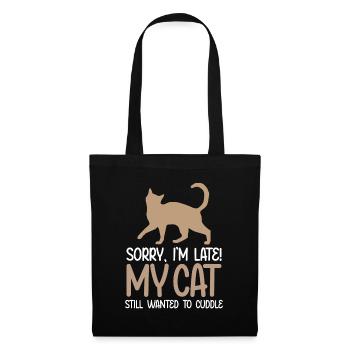Sorry i am late my cat - Stoffbeutel - Schwarz - Vorne