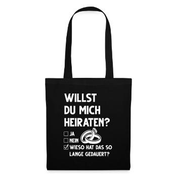 Heiratsantrag Marry Me Hochzeitsantrag - Stoffbeutel - Schwarz - Vorne