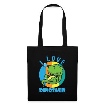 Ich liebe Dinosaurier - Schlafender T-Rex animiert - Stoffbeutel - Schwarz - Vorne