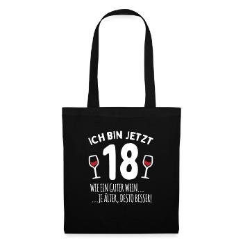 18 na endlich 18. Geburtstag | 18 Jahre volljährig - Stoffbeutel - Schwarz - Vorne
