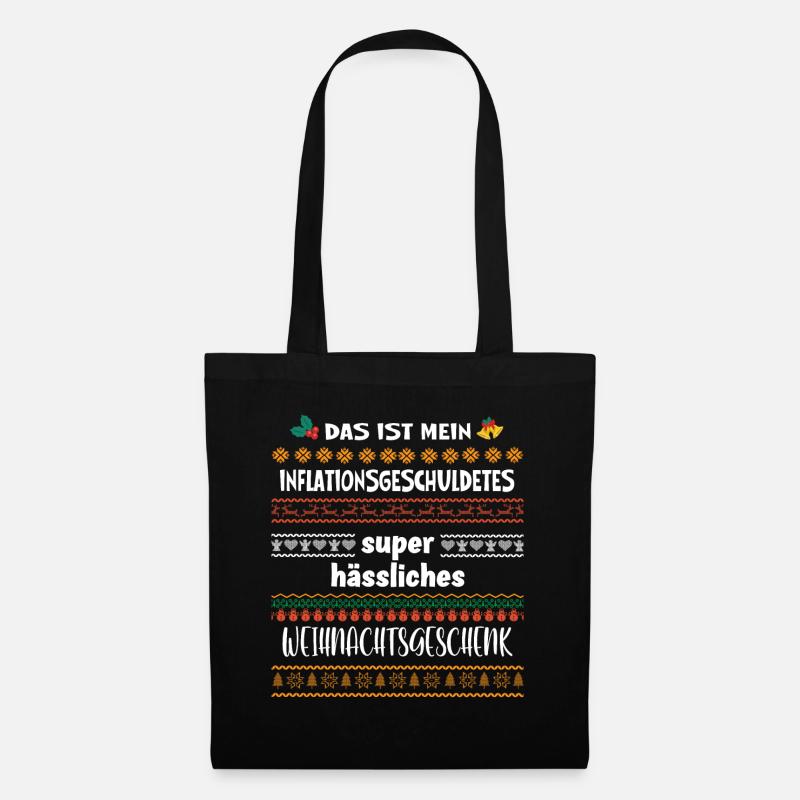 Inflationsgeschuldet hässliches Weihnachtsgeschenk - Stoffbeutel - Schwarz