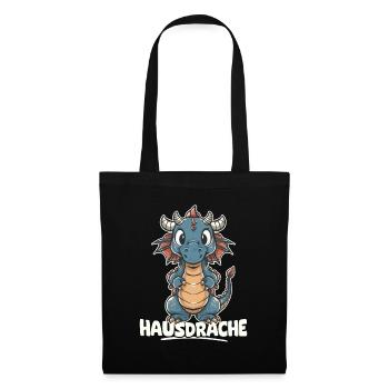 Hausdrache. Stark, Mutig und Unbesiegbar. Drache - Stoffbeutel - Schwarz - Vorne