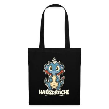Hausdrache. Stark, Mutig und Unbesiegbar. Drache - Stoffbeutel - Schwarz - Vorne