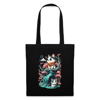 süßes Kawaii Kätzchen Japan - Stoffbeutel - Schwarz - Vorne