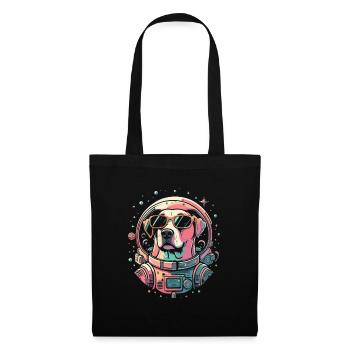 Retro Space Labrador Shirt Farbenfrohes Kunstwerk - Stoffbeutel - Schwarz - Vorne