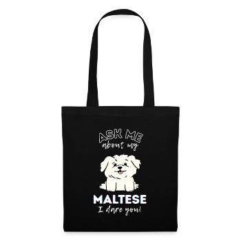 Adorable chiot maltais design - Chien de dessin animé mignon - Sac en tissu - noir - Devant