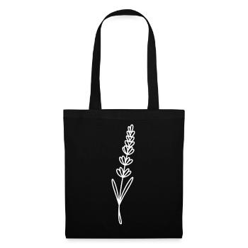 Lavender Line Art on Black - Tote Bag - black - Front