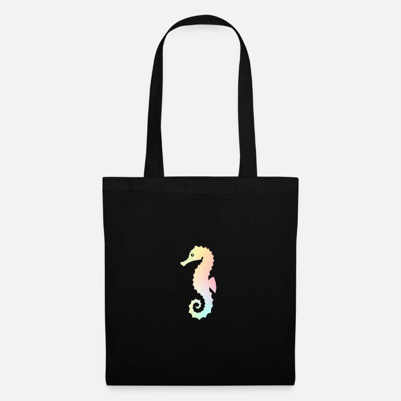 Seepferdchen In Einhorn Regenbogen Ombre - Stoffbeutel - Schwarz