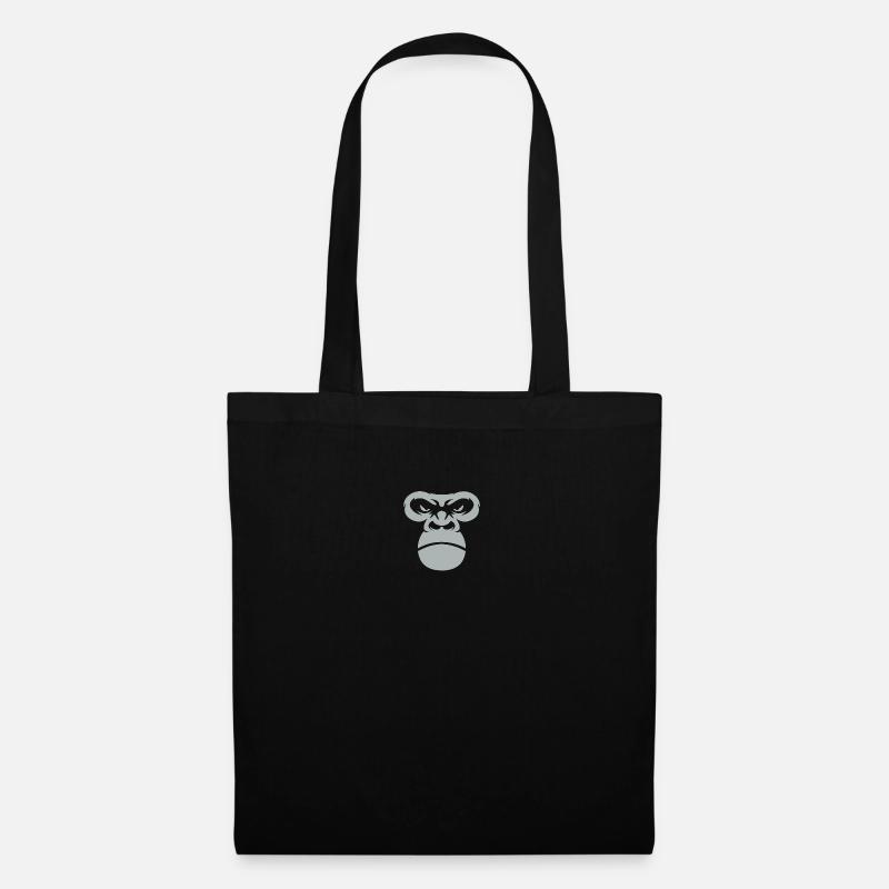 Gorille visage dos d’argent singe cadeau - Sac en tissu - noir