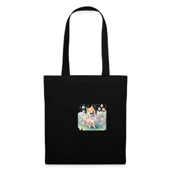 Japanese dog Shiba Inu colorful watercolor soccer - Tote Bag - black - Front