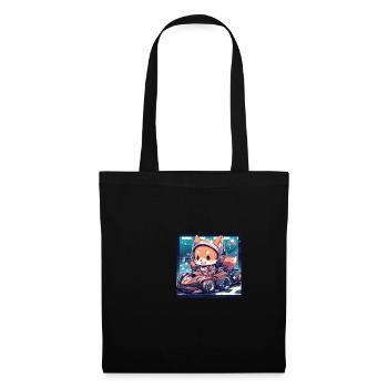 Japanese dog Shiba Inu with helmet and racing car - Tote Bag - black - Front