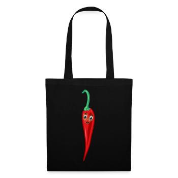 Chilischote Peperoni Küche Köche Koch - Stoffbeutel - Schwarz - Vorne
