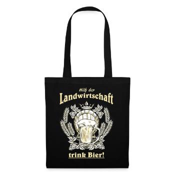 AD - Hilf der Landwirtschaft - trink Bier - - Stoffbeutel - Schwarz - Vorne
