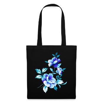 Schöne blaue Blumen Blume blau Sommer sommerlich - Stoffbeutel - Schwarz - Vorne
