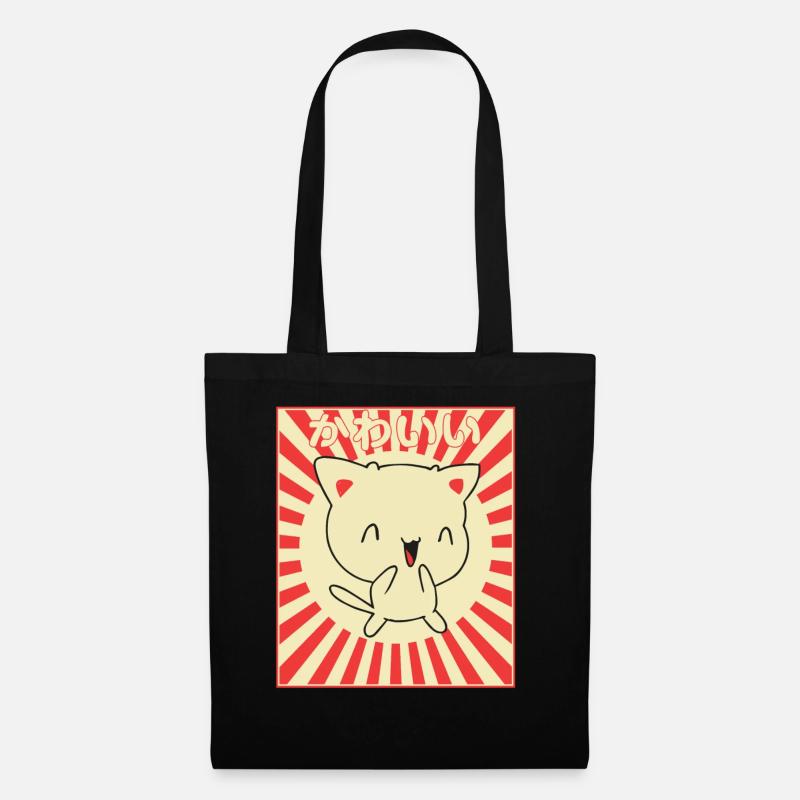Japanische Katze - Stoffbeutel - Schwarz