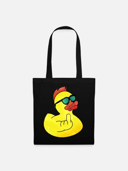 Gummiente Coole Badeente - Stoffbeutel - Schwarz