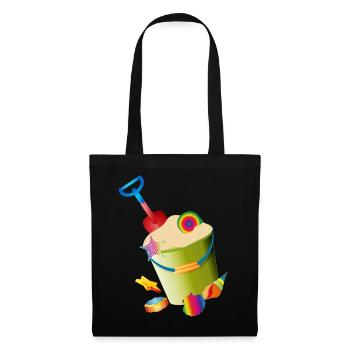 Sand toys on the beach with colorful shells - Tote Bag - black - Front