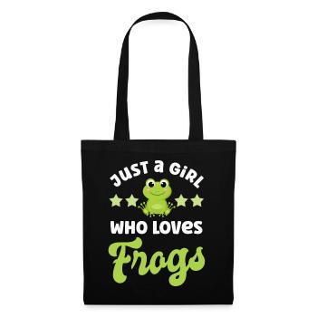 Frosch Frösche - Stoffbeutel - Schwarz - Vorne