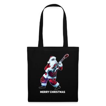 Der Weihnachtsmann spielt Rockmusik auf der Gitarre. - Stoffbeutel - Schwarz - Vorne