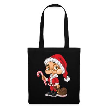 Weihnachtsmann Nikolaus Santa - Stoffbeutel - Schwarz - Vorne