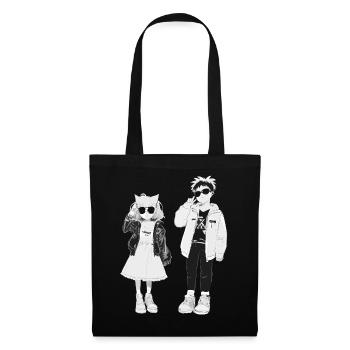 Japanische Coolness in Schwarz-Weiß - Stoffbeutel - Schwarz - Vorne