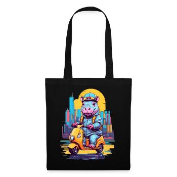 Hippopotamus on Scooter - Tote Bag - black - Front
