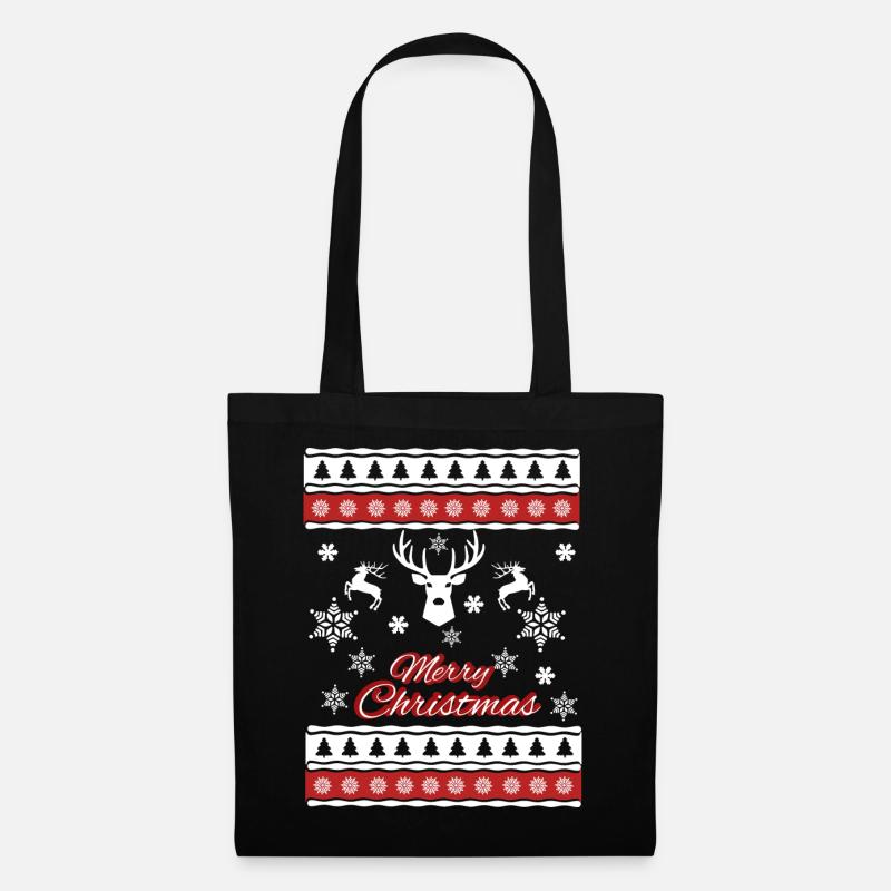 Merry Christmas Design - Ugly Xmas Weihnachten - Stoffbeutel - Schwarz