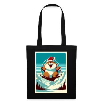 Vintage Murmeltier Ski-Logo - Stoffbeutel - Schwarz - Vorne