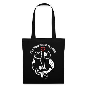 Chats - Tout ce dont vous avez besoin, c’est d’amour - Sac en tissu - noir - Devant